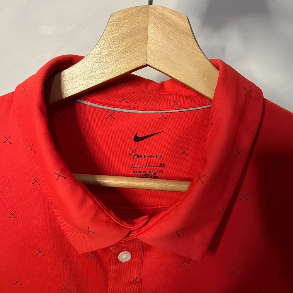 Nike DriFit Red Cross Golf Clubs Performance Polo XL